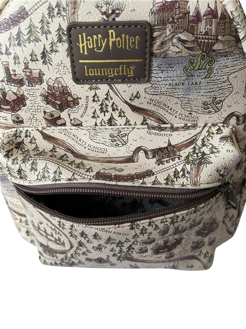 Harry Potter Loungefly Map Print Mini Backpack - Cream with Brown Trim